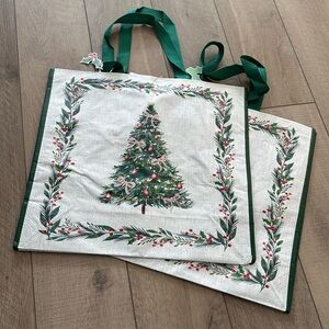 Homegoods TJMaxx Marshalls Viral Christmas Tree Bow Print Tote Bags Set of 2 NWT